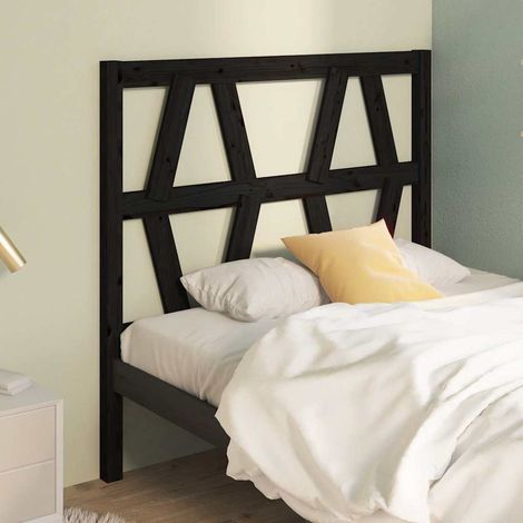 vidaXL Cabecero de cama madera maciza de pino negro 96x4x100 cm (1/5)