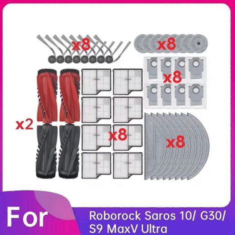 44 pièces pour aspirateur Roborock Saros 10/G30/S9 MaxV Ultra : accessoires, rouleau, brosse latérale et filtre HEPA (taille M). (1/5)