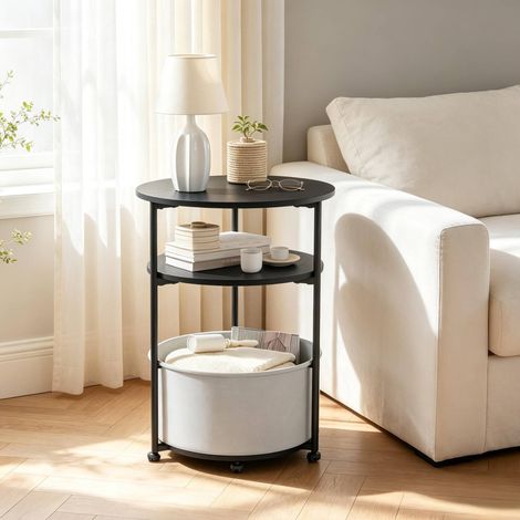 Runder Couchtisch mit Aufbewahrungskorb, 43 x 56 cm, schwarz HAVRYA (1/5)