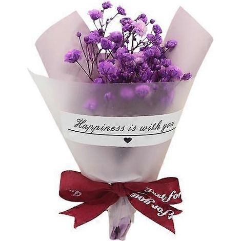 1 bouquet de fleurs séchées artificielles colorées et charmantes pour mariage, accessoire anti-chute, fausses fleurs pour fêteviolet (1/5)