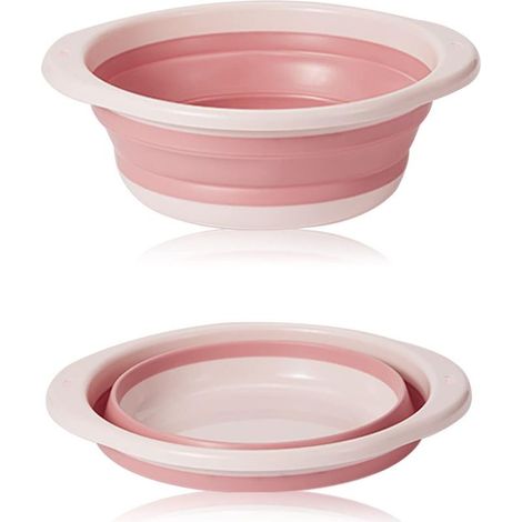 bassine Retractable, bassine Pliable, Bol à Vaisselle Rond Pliable Moyen Multifonctionnel, Bol Pliable Portable Peu encombrant pour Laver Les légumes, la Vaisselle, sous-vêtement (Rose) (1/4)