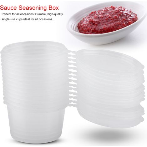 Gobelets en plastique transparent de 100 ml (14 oz) pour sauces à emporter (1/5)