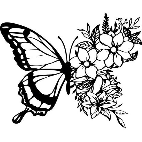 Dailygoods，Decoración de pared de mariposa de metal negro，Decoración de pared de madera natural，Tamaño 22,5 x 18 cm