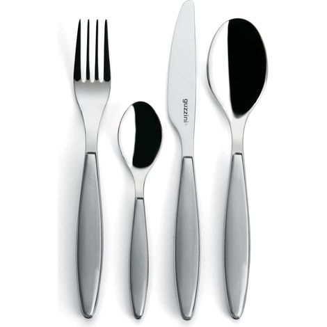 Guzzini - Feeling, Set 24 Posate Colorate - Grigio Cielo, 15.8 x 7.5 x h25.5 cm - 23000092