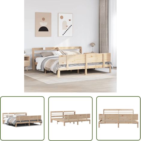 vidaXL Cadre de lit avec tête de lit sans matelas 200x200 cm (1/5)