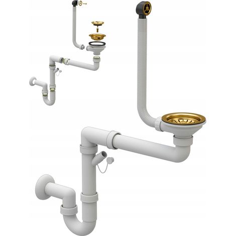 GOLD MANUAL WALL-MOUNTED SIPHON 1 COMPARTIMENT POUR ÉVIER (1/5)