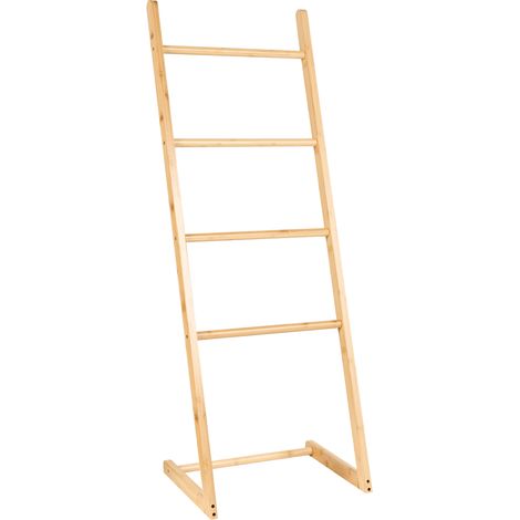 Toallero de madera de bambú para toallas o ropa 4 peldaños marrón claro Zappalar