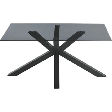 Tavolo da pranzo con piano in vetro Fume' e base in metallo 160x90 cm DANTE (1/4)