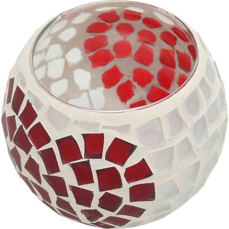 Bougeoir mosaïque à motif de cœur, bougeoir en verre soufflé à la main d'une grande finesse, idéal pour les restaurants et les bars. (1/5)