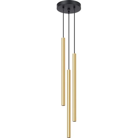Lámpara colgante Vacu dorado pulido, 3 luces (1/5)