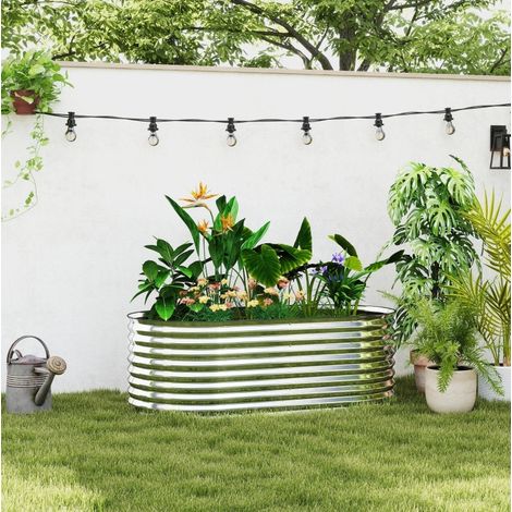 Jardinera metálica sin fondo 160 x 80 x 56 cm gris oscuro OKMYHOME (1/5)