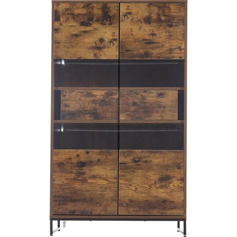 Vetrina da terra con LED 80 x 40 x 138 cm in MDF nero effetto legno con 2 cassetti (1/5)