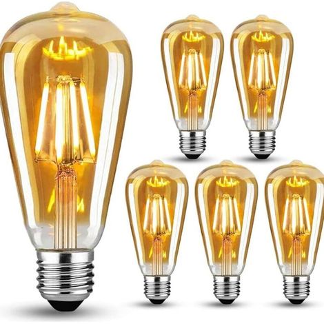 Lamp set with 6 vintage Edison E27 LED bulbs, 4W (40W equivalent), KLB-AquaForge retro lamp (1/5)