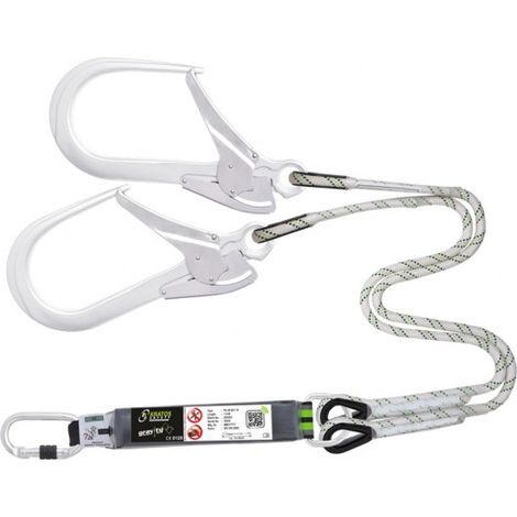 KRATOS SAFETY - Longe fourche en corde tressée avec absorbeur d'énergie et connecteurs aluminium, lg. 1,50 m