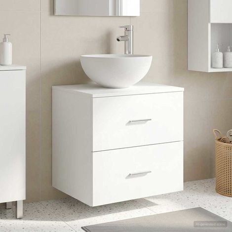 vidaXL Mobiletto con Lavabo a Parete Bianco 49,5 x 35 x 63 cm
