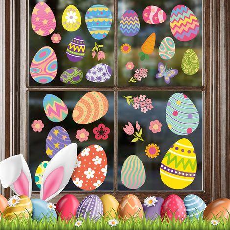 1set Stickers Fenetre Pâques Décorations de Pâques Autocollant Fenetre (1/5)