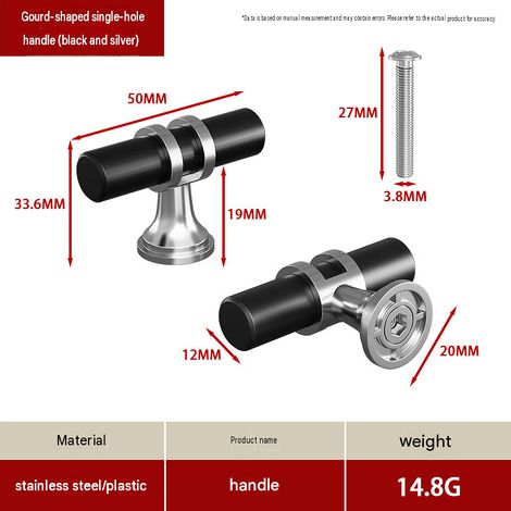 CYUNSHOP Lot de 5 poignées en T à embase évasée – Noir, montage à un trou, pour armoires et meubles. (1/5)