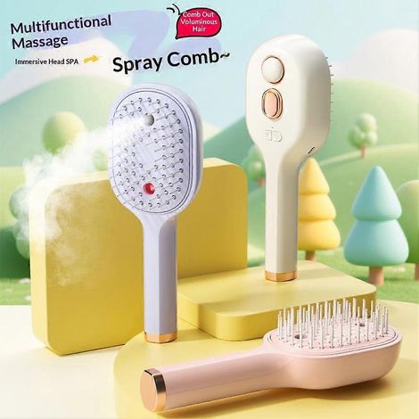 Brosse à cheveux électrique à vapeur, rechargeable, lisseur pour cheveux mouillés, outil de coiffage lissant, anti-frisottis, antistatique. (1/5)
