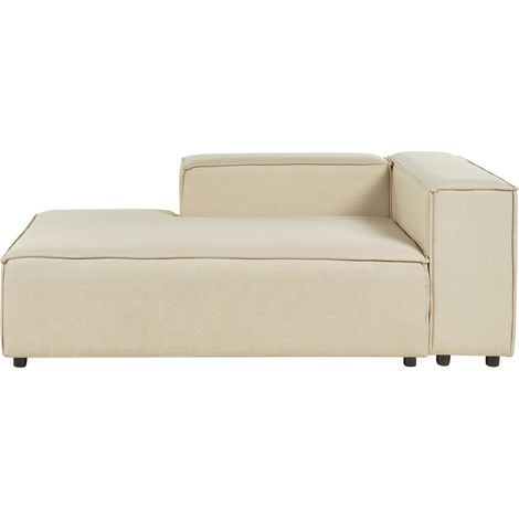 Chaise longue moderno derecho patas negras tapicería poliéster lino beige Aprica