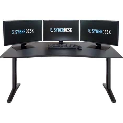 Bureau gamer ergonomique 170 x 76 x 76 cm – Système de gestion des câbles – Module LED – Noir – Ambilight – Syberdesk (1/5)