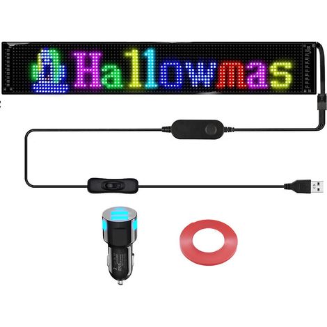 Panneau LED programmable pour voiture affichage animé avec défilement de messages contrôle via application 12 x 59 cm (1/5)