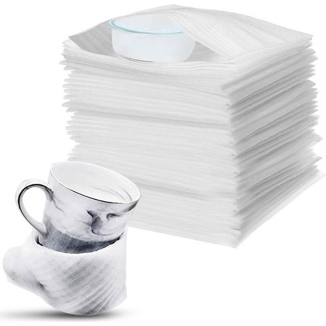 50 láminas de plástico de burbujas para mudanzas, ideales para cajas, vajilla, platos y vasos (20x25cm). (1/5)