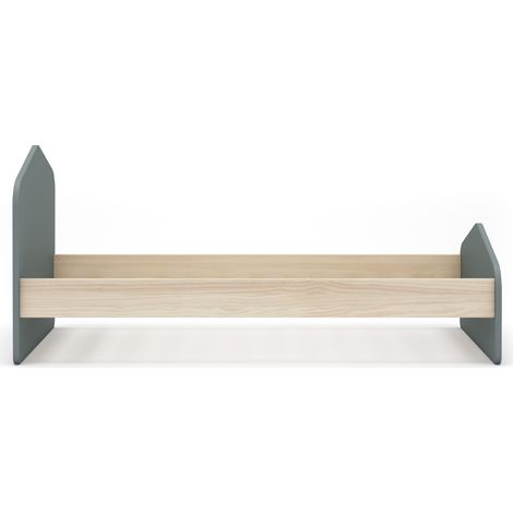 Lit enfant en pin et MDF coloris vert kaki - Longueur 194 x Profondeur 122 x Hauteur 90 cm -PEGANE- (1/5)
