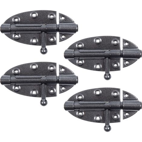 Verrou de box avec poignée ronde en noir diamant, à couche duplex platine 112 x 72 boulon Ø 16 mm kit de 4 (1/5)