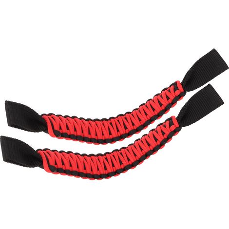 Poignées de maintien pour appui-tête et arceau de sécurité de 29,6 cm, antidérapantes, en paracorde, universelles pour voiture, SUV, quad, SSV, camping-car, noir et rouge. (1/5)