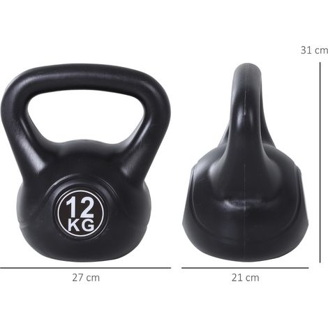 Pesa rusa de 12 kg negra con relleno de arena y cuerpo de plástico (1/4)
