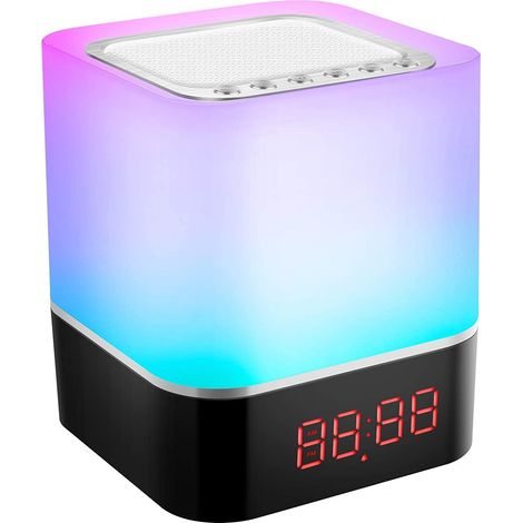 Nachttischlampe, weißes Wecklicht, tragbarer Bluetooth-Lautsprecher, mehrfarbiges Nachtlicht, digitaler Wecker mit Touch-Steuerung (1/5)