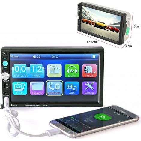 TRADE SHOP - Stereo 7023b Lcd 7,0" Full Hd 1080p Auto Mp4 Mp5 Radio Fm Bluetooth Telecomando - (1/3)