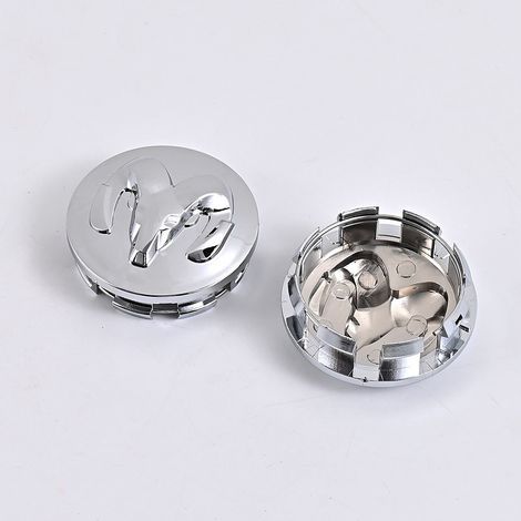 paquet de 4 pièces Cache moyeu de roue 64mm logo bélier argenté pour Dodge, plastique ABS (1/2)