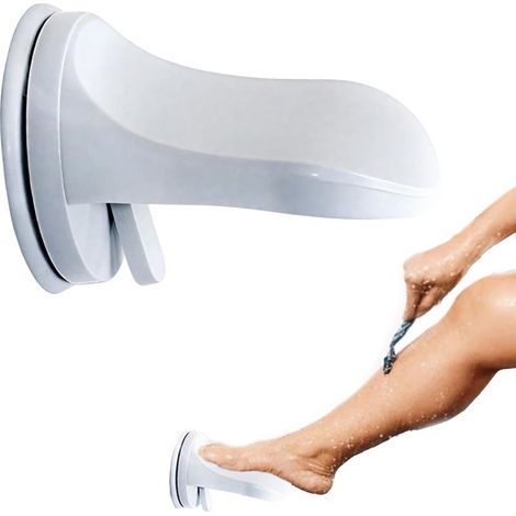 Blanc,Repose Pieds Douche Antidérapant Ventouse Salle Bain Auxiliaire Enfants Agés Femmes Enceintes Toilettes Pied Jambes Pédale Douche Rasoir Imperméable à Eau Famille Hôtel (1/5)