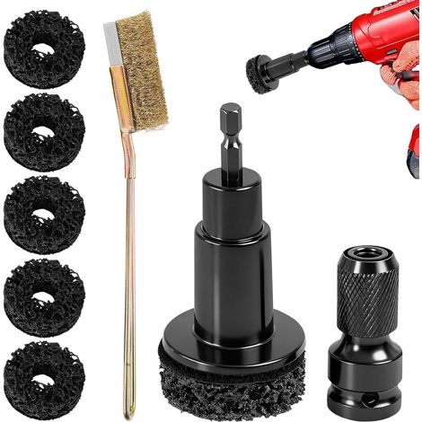 Kit Nettoyage Moyeu de Roue, Outil de Nettoyage de Moyeu de Roue avec 5 Disque de Broyage, 1 Adaptateur et 1 Brosse Antirouille pour Clé à Chocs 1/2 Pouce (1/5)