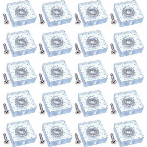 20x Antidérapant Silencieux 30mm Grand Protecteur Sol Silicone Patins de Meubles Planeurs avec vis pour Pieds canapé Table Bureau, Coussinets Chaise carrés Caoutchouc à Visser pour parquet (1/5)