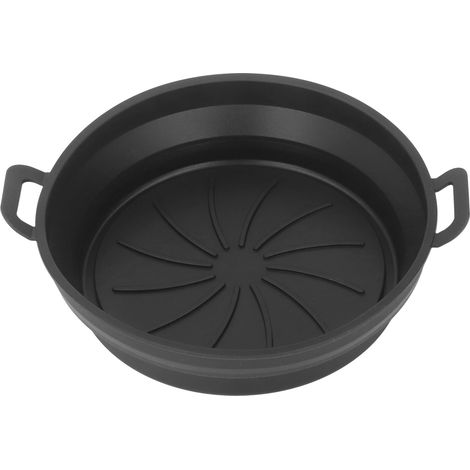 Revêtement en silicone pliable pour friteuse, de qualité alimentaire et résistant aux hautes températures. Marmite ronde en silicone noir, diamètre 19 cm.