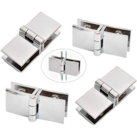 4 pièces Clip de porte verre charnière, Charnière de porte en verre en acier inoxydable, Charnière pliante en verre, Charnière De Serrage De Porte, Charnière pour Porte en Verre de Meuble de Cuisine (1/5)