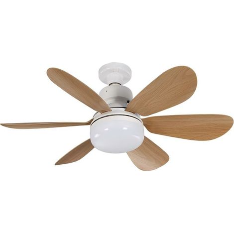 Ventilateur Plafond, avec elecommande, Silencieux, Dimmable, 40W E27 Lampe, 6 Pales, 3 Vitesses, pour Salon, 52cm,Couleur effet bois (1/5)