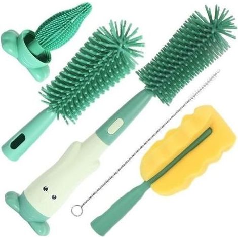 pair Goupillon Biberon Silicone 4 en 1 Ensemble Brosse Biberon Bébé avec 2 Goupillon Nettoyage Biberons, Brosse Tétine et Brosse Paille (1/4)