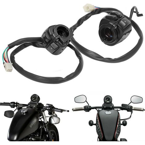 Modification pour moto Harley : ensemble de boutons de guidon de 25 mm, cache de l’interrupteur d’arrêt du phare, commutateur de feux de croisement/route