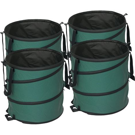 Sacs de jardin 4x86L étanches avec fermeture éclair et poignées, robustes et autoportants, réutilisables pour les déchets verts. (1/5)