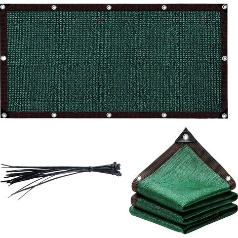 Brise-vue de jardin - 2 m x 4 m - Avec bandes de fixation - Résistant aux UV et aux déchirures - Pour balcon, jardin et piscine (vert foncé) (1/5)