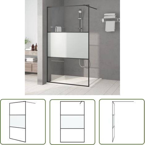 Furniture Limited - Paroi de douche Noir 115x195 cm Verre ESG (1/5)