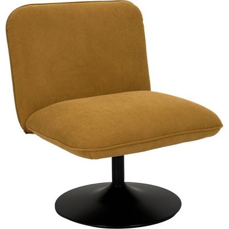 Fauteuil Pivotant Côtelé "Jules" 79cm Jaune (1/5)