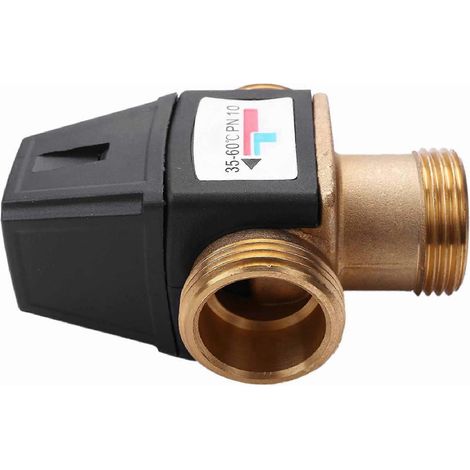 Lot de 2 vannes de mélange thermostatiques en laiton à filetage extérieur DN25 à 3 voies pour chauffe-eau solaire (1/5)
