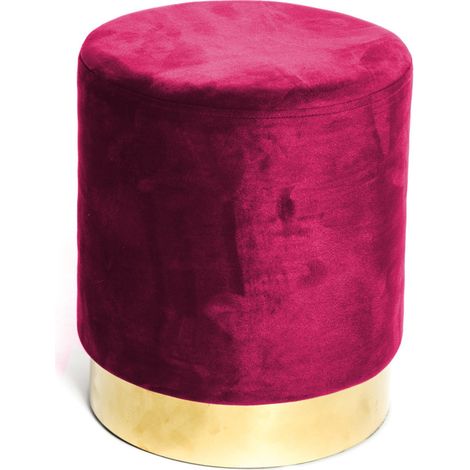 POUF Poggiapiedi Cilindro VELVET in Velluto Unito Bordeaux