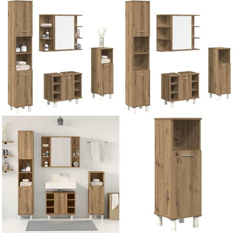 vidaXL Ensemble de meubles salle de bain 4 pcs bois d'ingénierie (1/5)