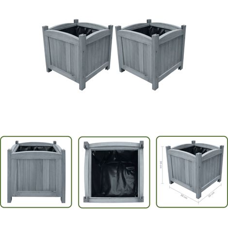 Jardinière - vidaXL Lits surélevés de jardin 2 pcs 30x30x30 cm Bois de sapin massif - Lits surélevés (1/4)