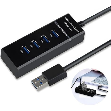 Hub USB 3.0 H302S per laptop con cavo lungo 0,6 m, estensore multiporta per trasferimento dati veloce, compatibile con PC Windows, Mac, stampante, disco rigido mobile, per (1/5)